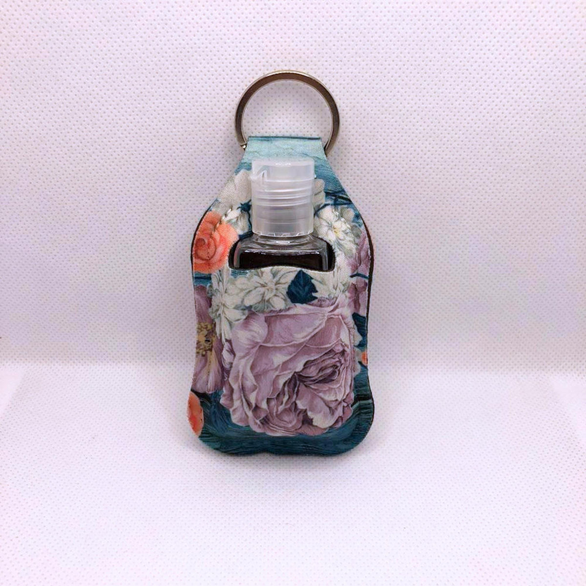 Purple and White Floral Hand Sanitizer Keychain/Lotion Keychain/Sunscreen Keychain