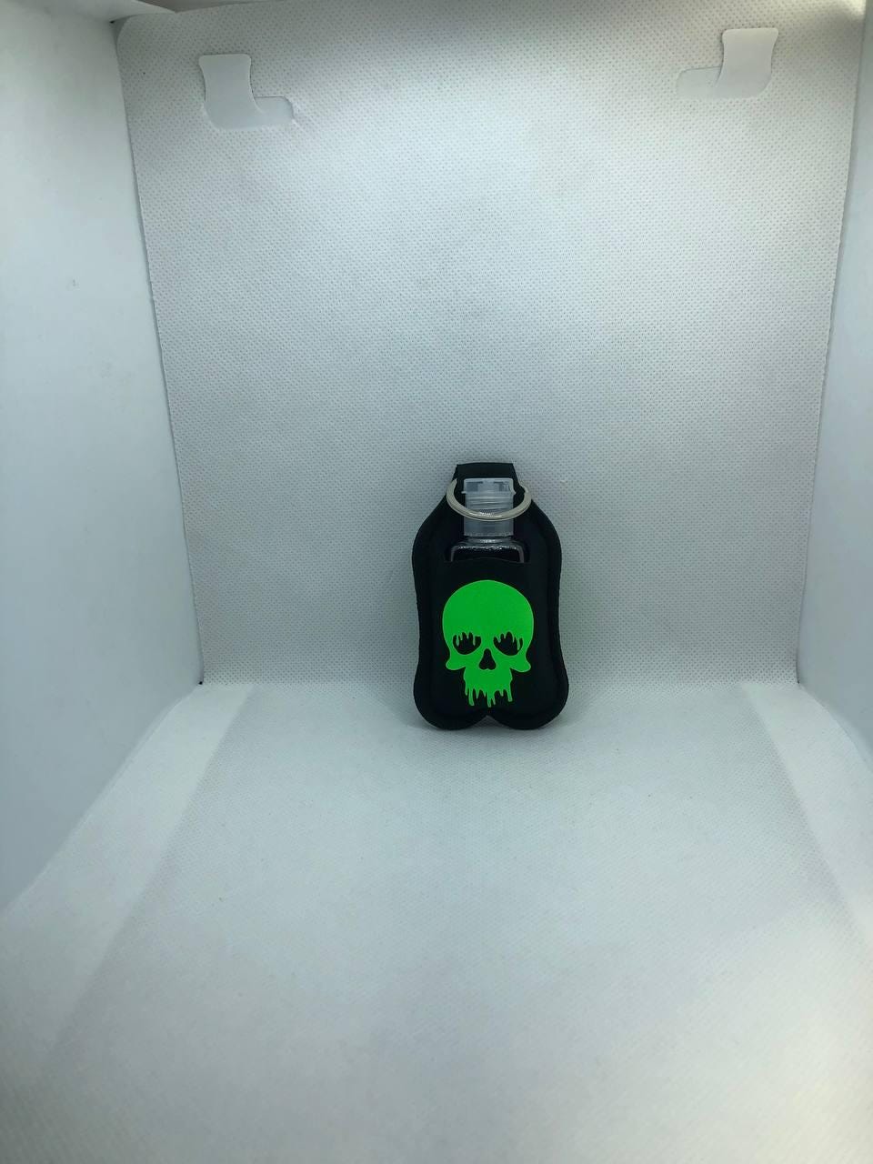 Black Glow In The Dark Melting Skull with "Cute but dead inside" Hand Sanitizer Keychain/Lotion Keychain/Sunscreen Keychain