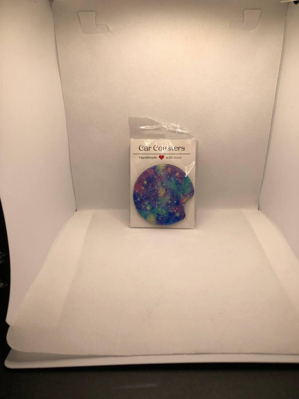 Galaxy Car Coasters • Fabric Neoprene Cosmic Auto Accessory