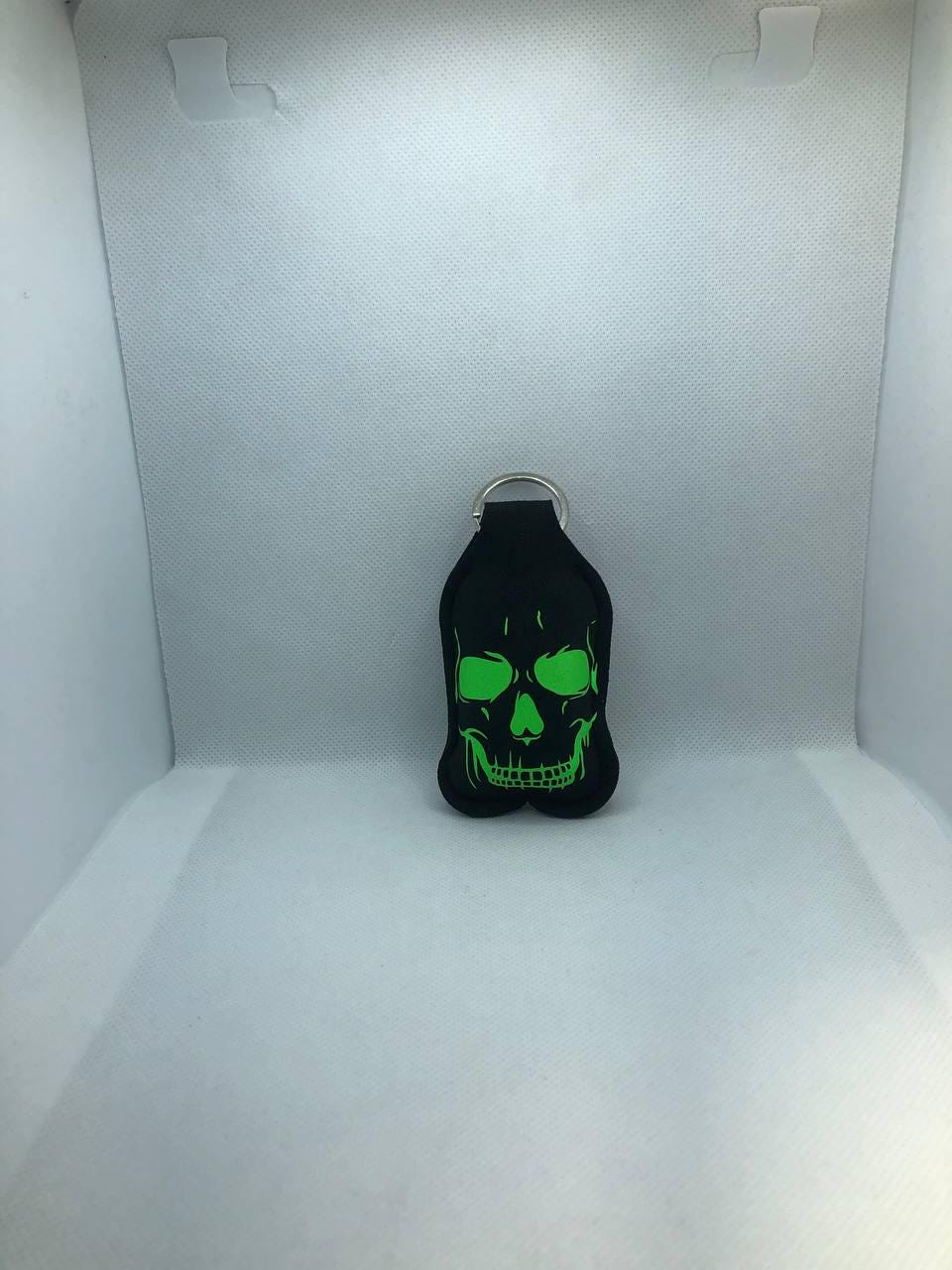 Black Glow In The Dark Scary Skeleton Hand and Skeleton Face Hand Sanitizer Keychain/Lotion Keychain/Sunscreen