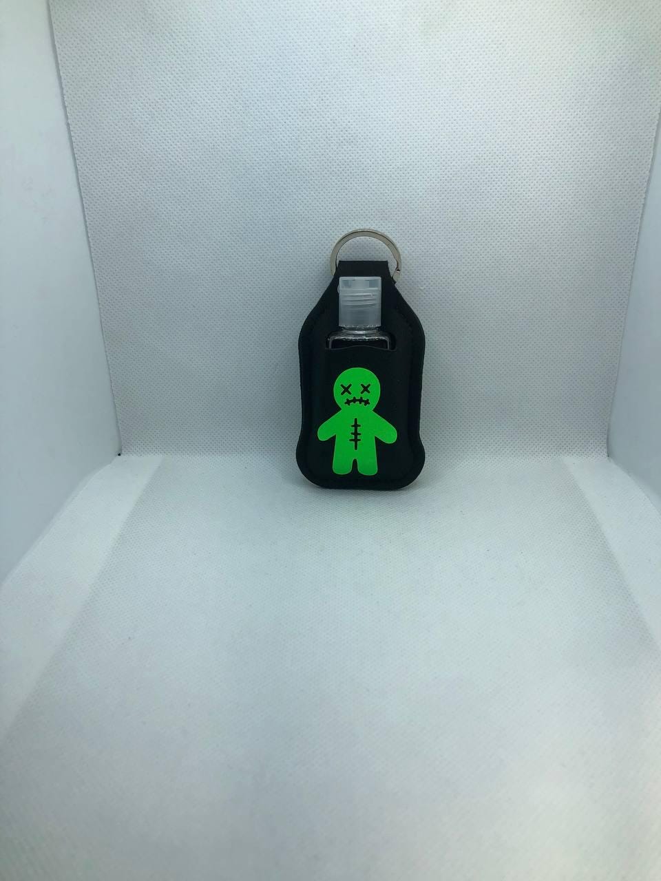 Black Glow In The Dark Voodoo Doll "Oh, I'm always thinking of you" with a pin Hand Sanitizer Keychain/Lotion Keychain/Sunscreen Keychain