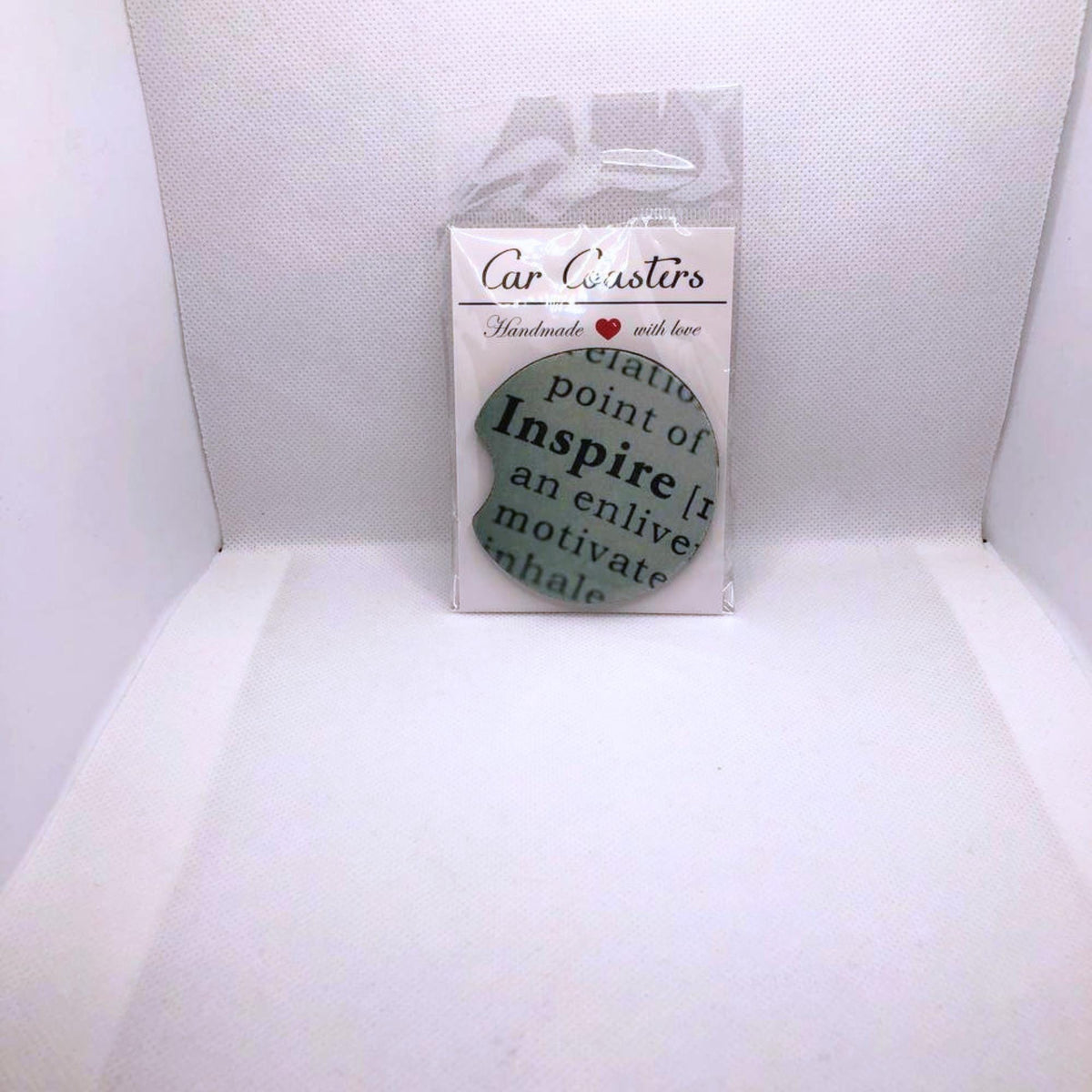 Inspire Car Coasters • Fabric Neoprene Set • Motivational Dictionary Design
