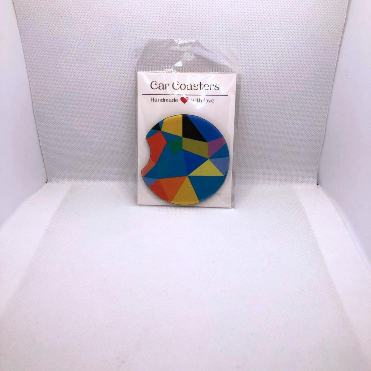 Geometric Car Coasters • Fabric Neoprene Set • Modern Auto Accessory Cup Holder Decor