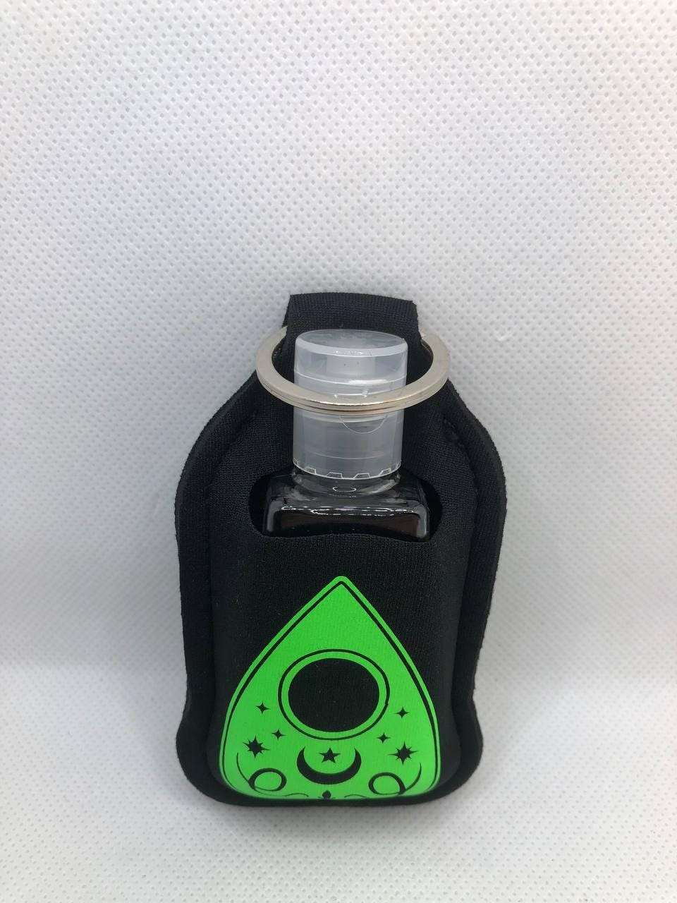 Black Glow In The Dark Ouija Board Planchette with "I'd Rather Speak To The Dead" Hand Sanitizer Keychain/Lotion Keychain/Sunscreen
