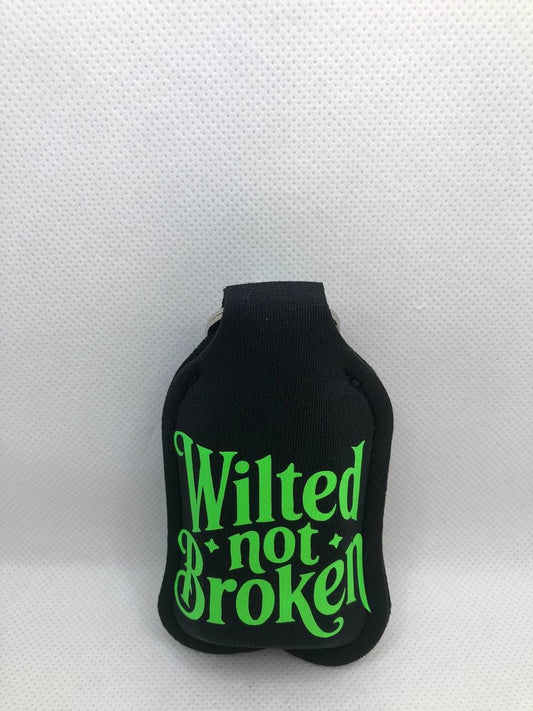 Black Glow In The Dark Wilted Rose Silhouette "Wilted Not Broken" Hand Sanitizer Keychain/Lotion Keychain/Sunscreen Keychain