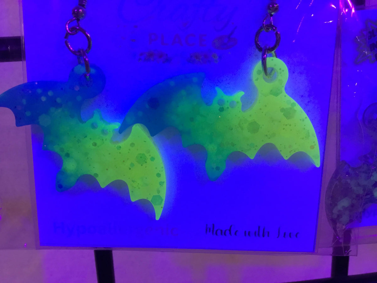 Hypoallergenic Glow In The Dark Bat Earrings Set of 2 Pairs