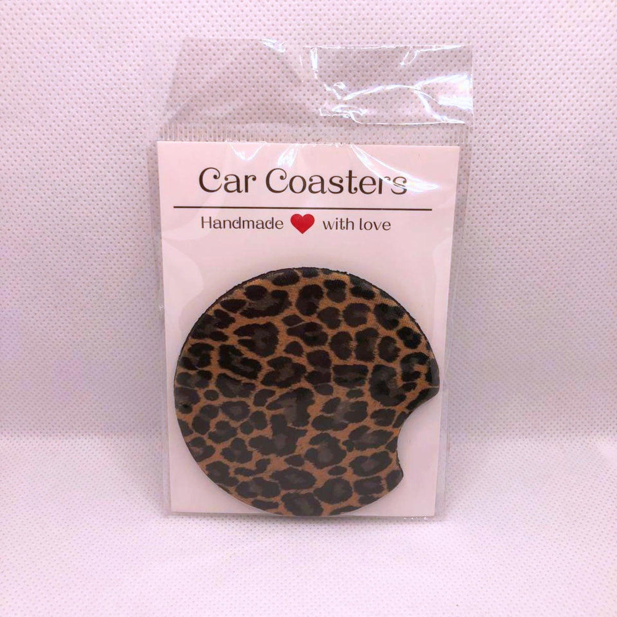 Leopard Print Car Coasters • Animal Pattern Fabric & Neoprene Set • Handmade Gift for Her • Stylish Auto Accessory • Cup Holder Decor