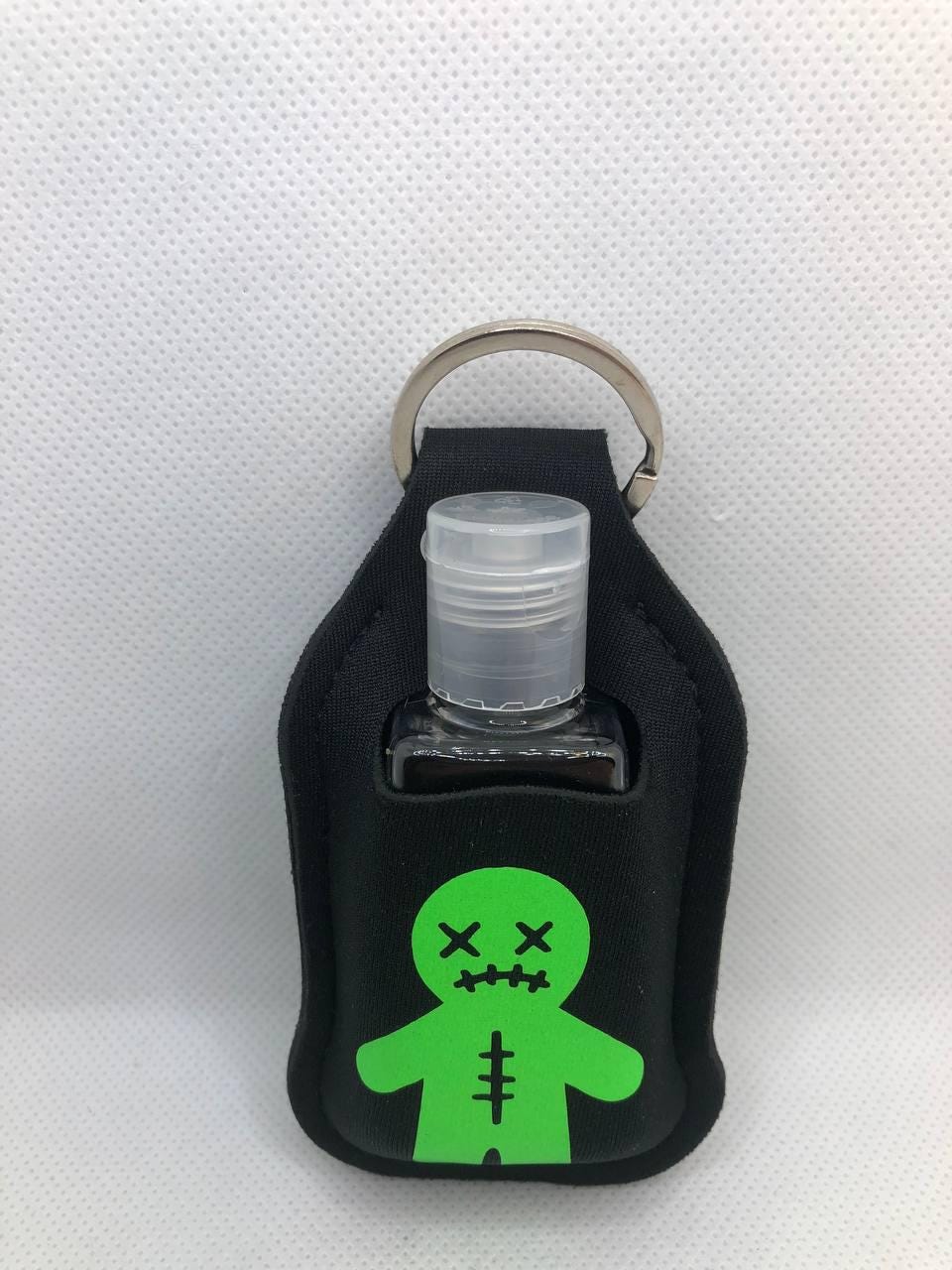 Black Glow In The Dark Voodoo Doll "Oh, I'm always thinking of you" with a pin Hand Sanitizer Keychain/Lotion Keychain/Sunscreen Keychain