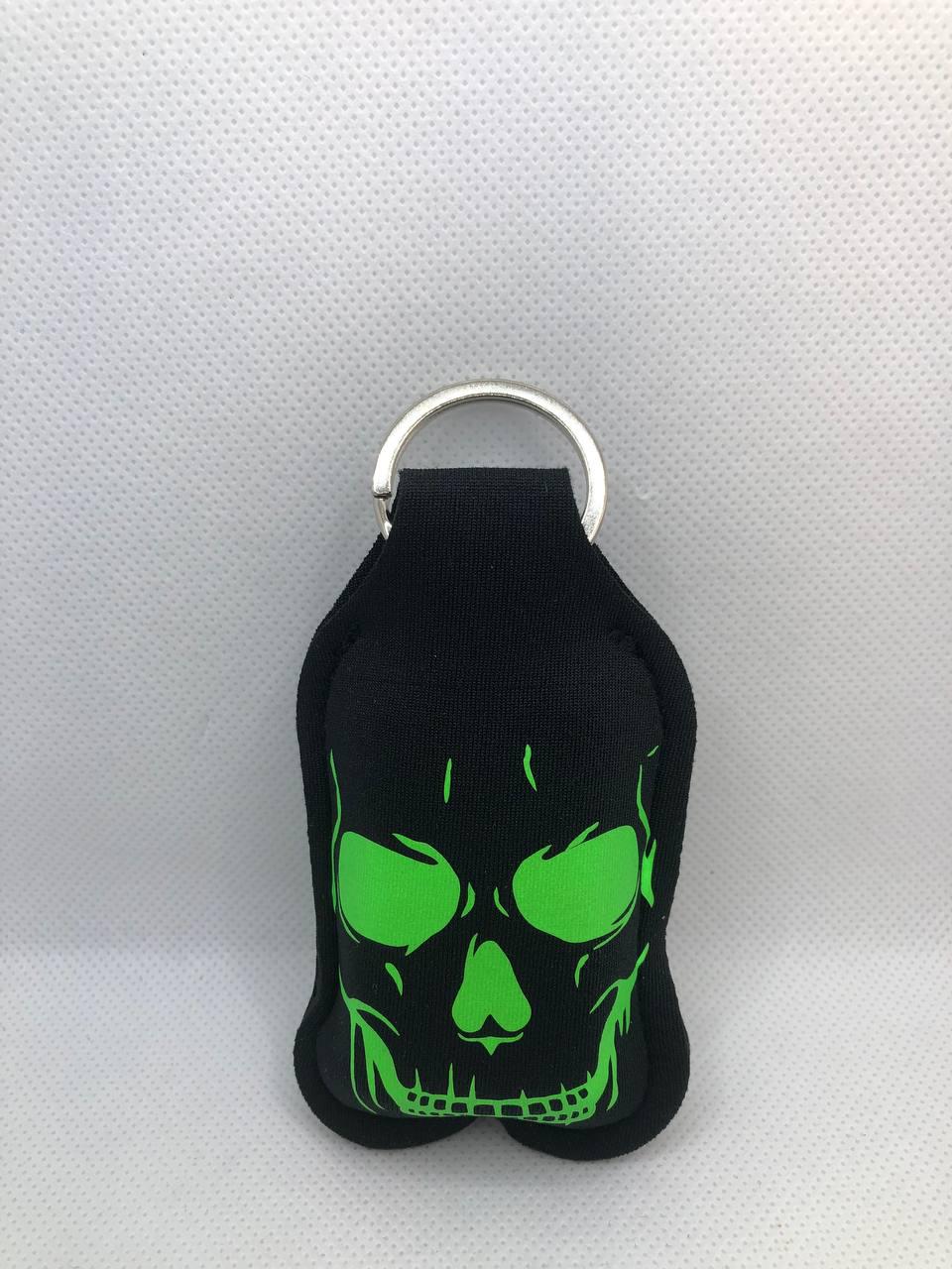 Black Glow In The Dark Scary Skeleton Hand and Skeleton Face Hand Sanitizer Keychain/Lotion Keychain/Sunscreen