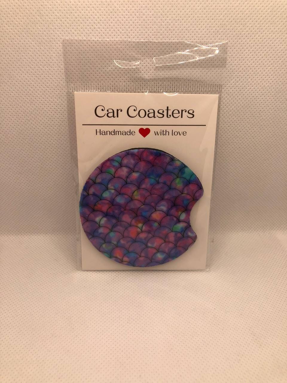 Mermaid Scale Car Coasters • Iridescent Fabric Neoprene Set • Ocean Auto Accessory