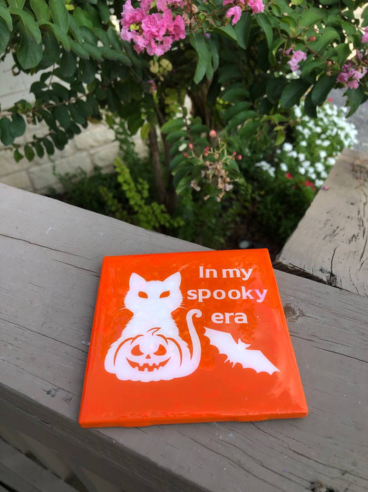 Schedule Your Class - Set of 4 UV Resin Sealed Halloween Tile Coasters