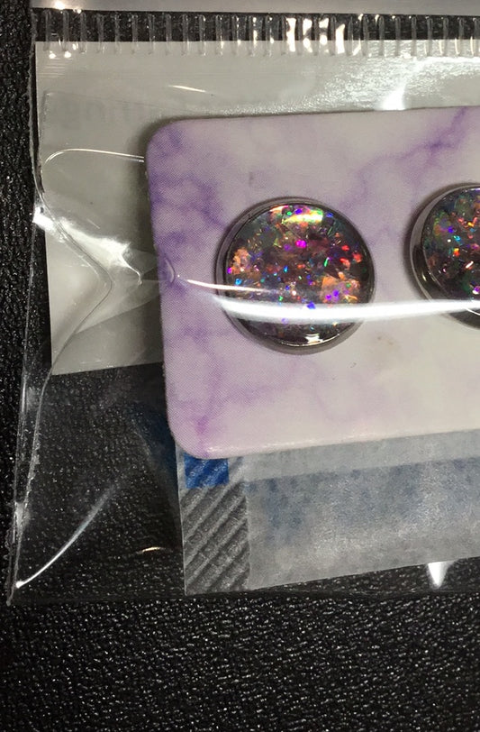10MM Holo Foil and Glitter Earrings