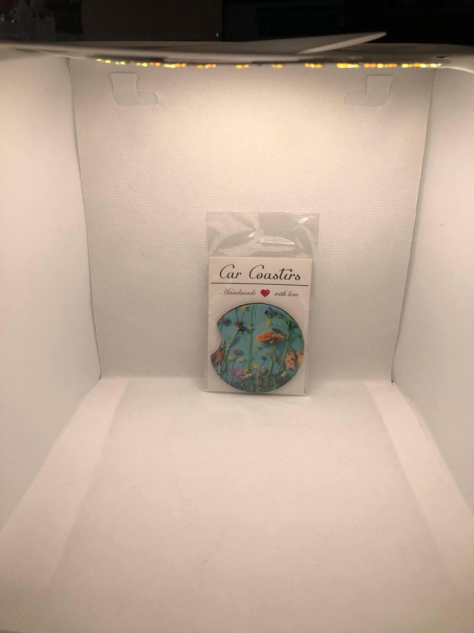 Wildflower Car Coasters • Fabric Neoprene Botanical Auto Accessory