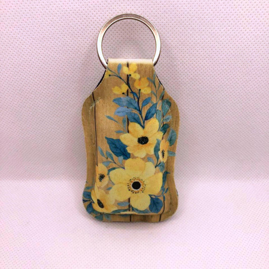 Yellow Floral Hand Sanitizer Keychain/Lotion Keychain/Sunscreen Keychain
