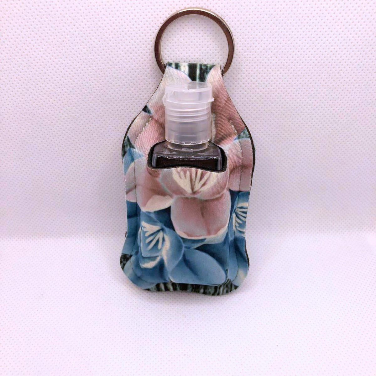 Pink and Blue Floral Hand Sanitizer Keychain/Lotion Keychain/Sunscreen Keychain