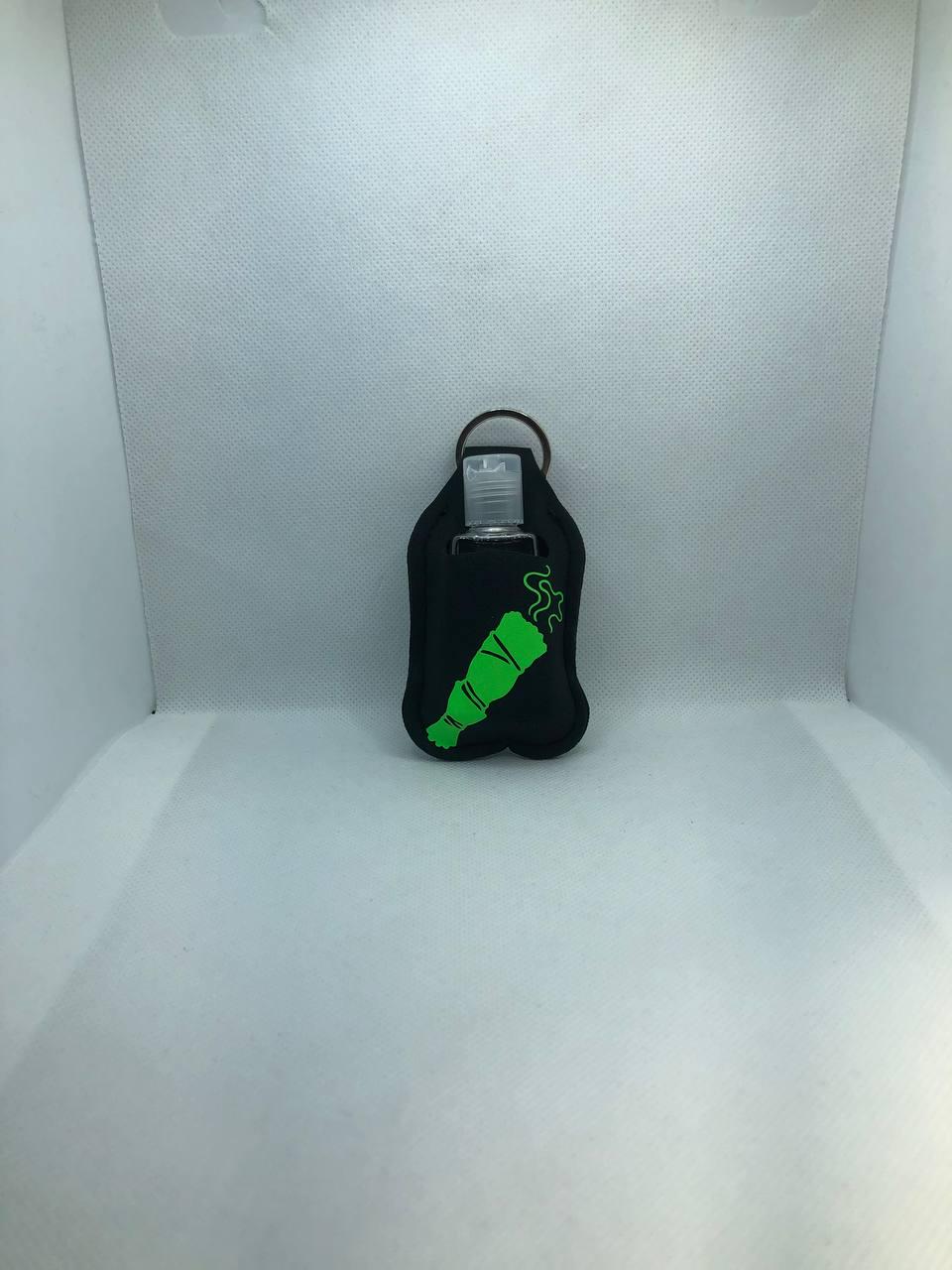 Black Glow In The Dark Burning Sage with "I burn sage and bridges" Hand Sanitizer Keychain/Lotion Keychain/Sunscreen