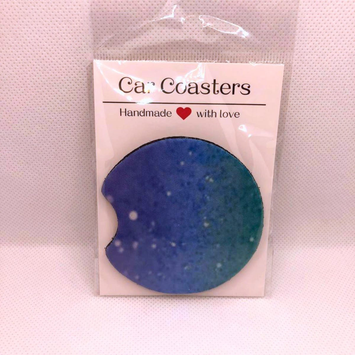 Handmade Glitter Gradient Car Coasters – Blue Teal Aqua Ocean Hues