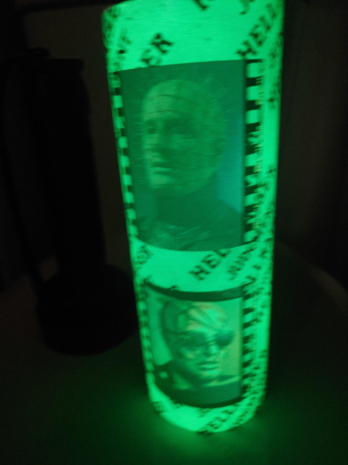 Glow In The Dark Custom Horror Movie Tumbler • Horror Movie Fan Tumbler • Pinhead Film Art Drinkware