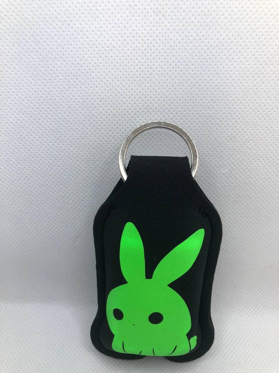 Black Glow In The Dark Bunny with "Cute but Dead Inside" Hand Sanitizer Keychain/Lotion Keychain/Sunscreen