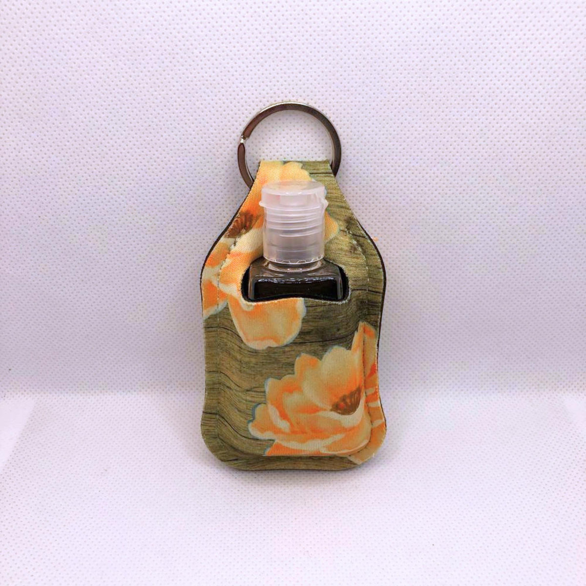 Orange Floral Hand Sanitizer Keychain/Lotion Keychain/Sunscreen Keychain