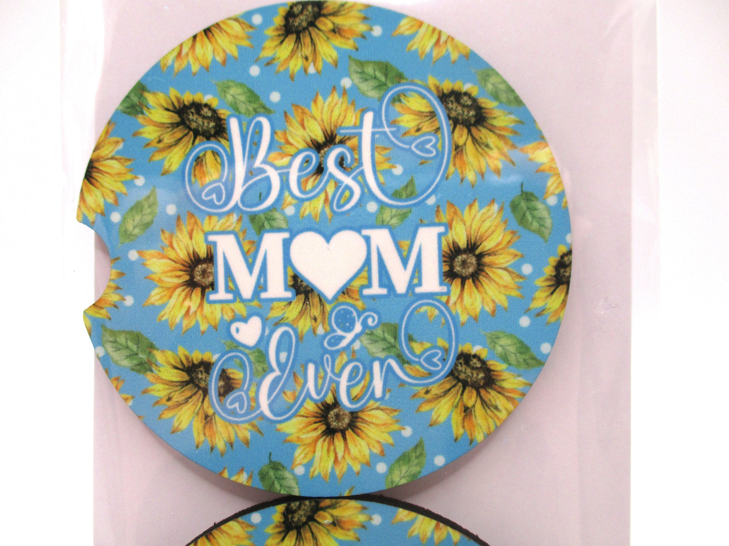 2 MDF Car Coasters - Sunflower Best Mom Ever