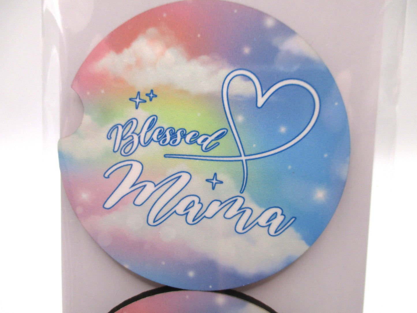 2 MDF Car Coasters - "Blessed Mama"