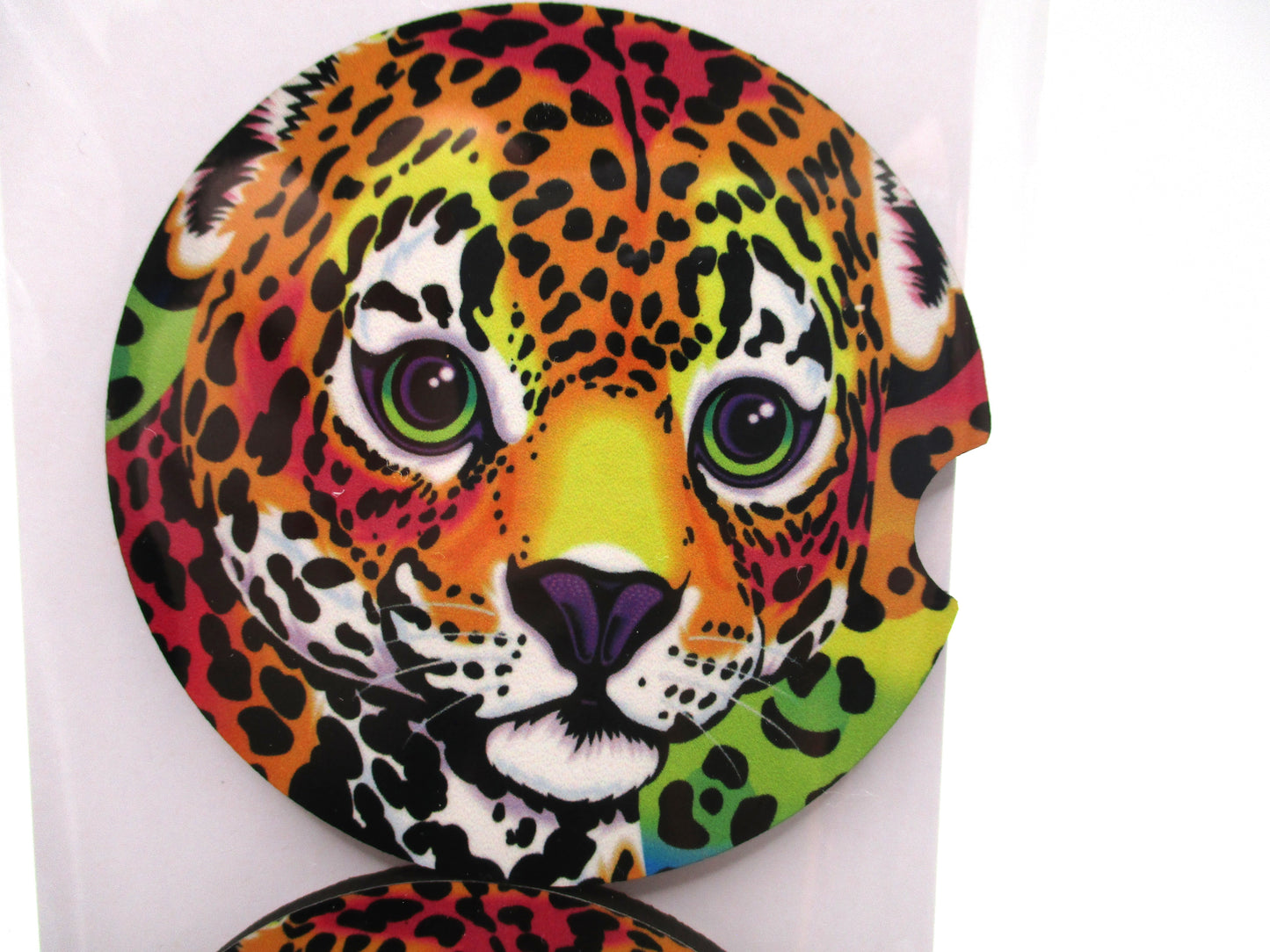 2 MDF Car Coasters - Colorful Leopard