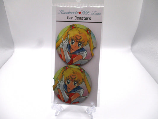 2 MDF Car Coasters - Usagi Moon Princess