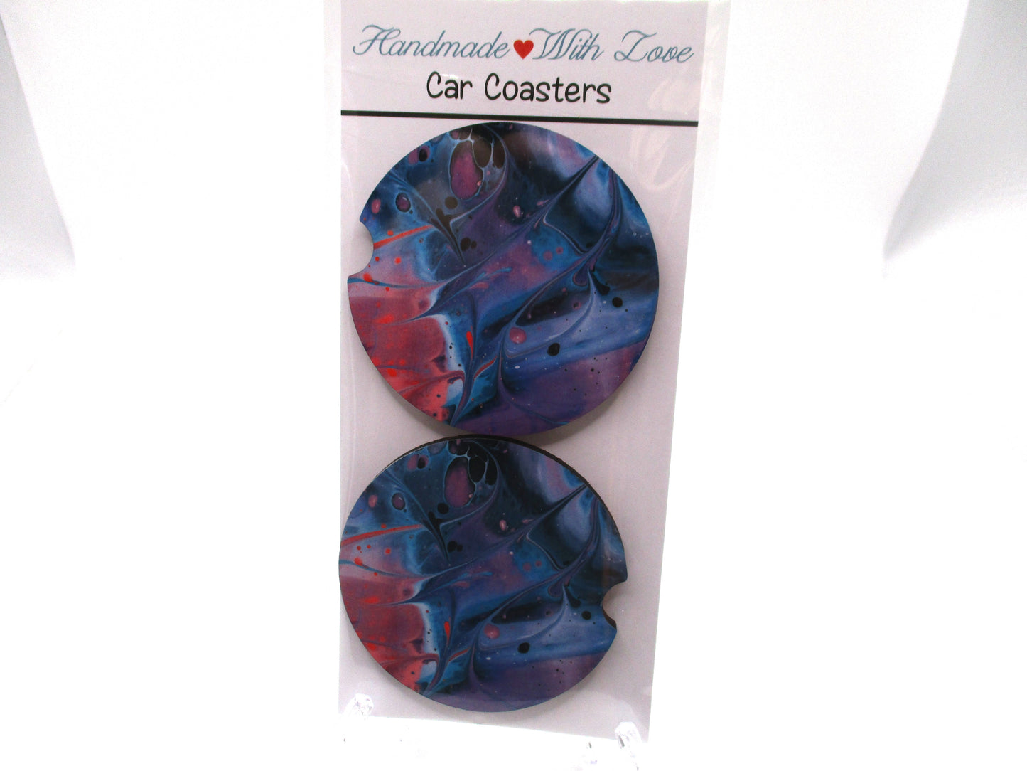 2 MDF Car Coasters - Abstract Pour Painting Design