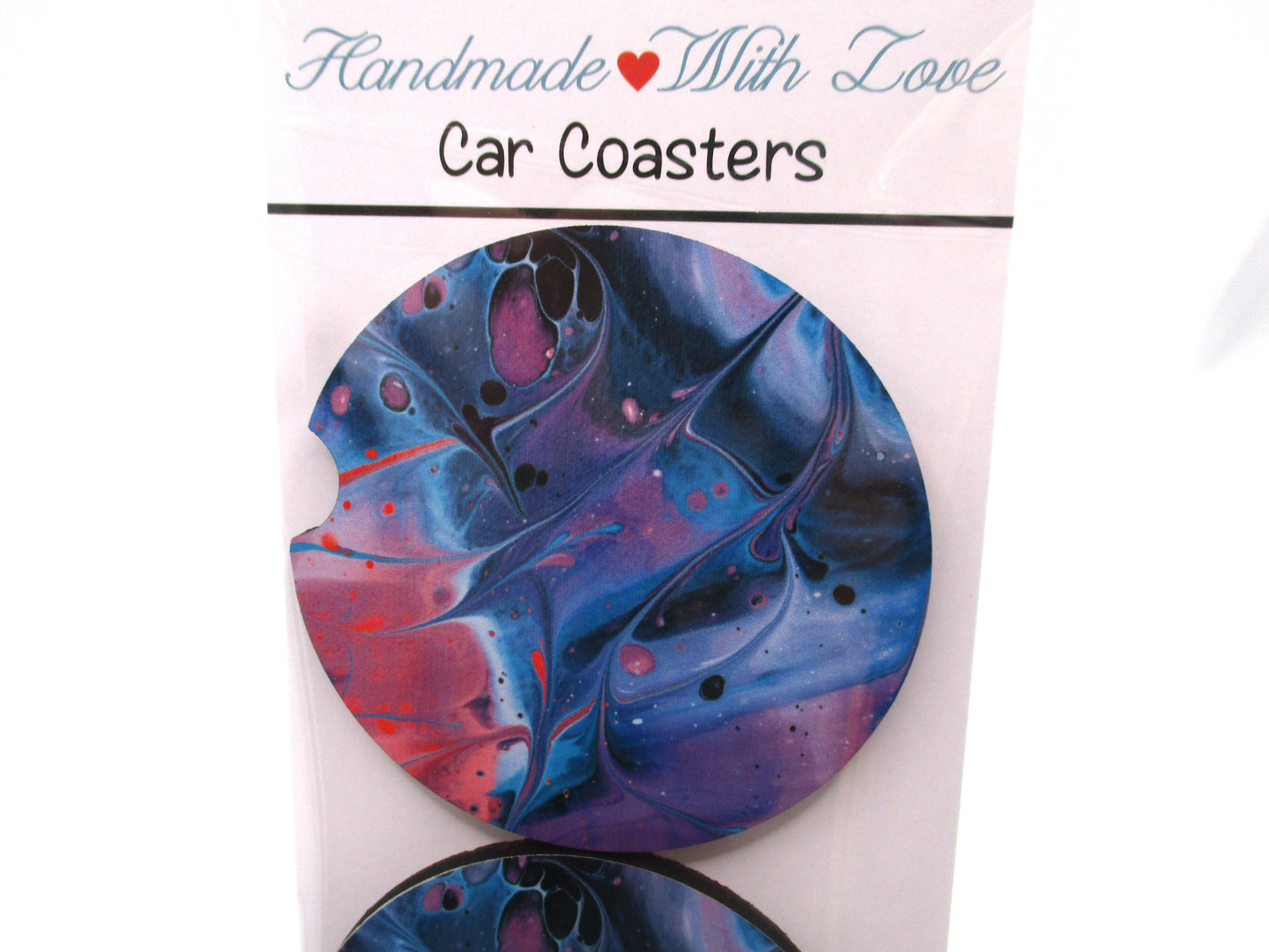2 MDF Car Coasters - Abstract Pour Painting Design