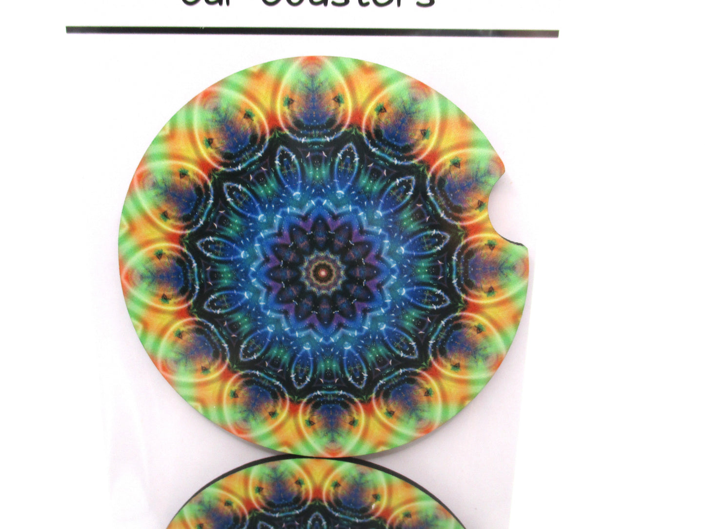 2 MDF Car Coasters - Colorful Mandala