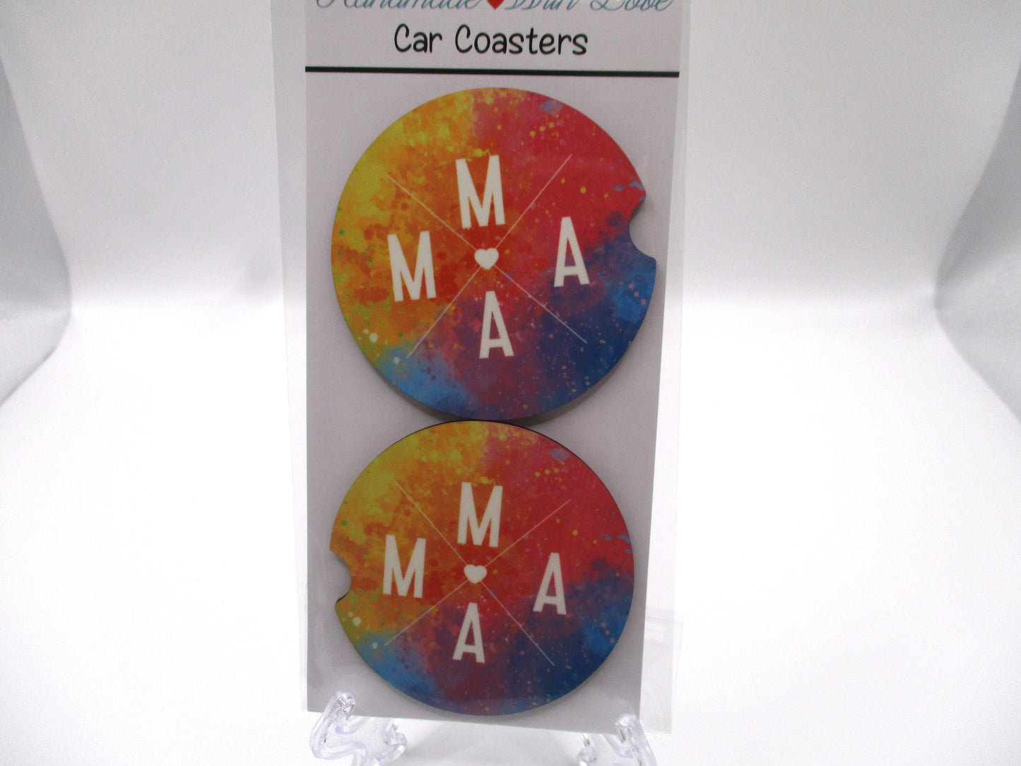 2 MDF Car Coasters - Colorful "Mama"