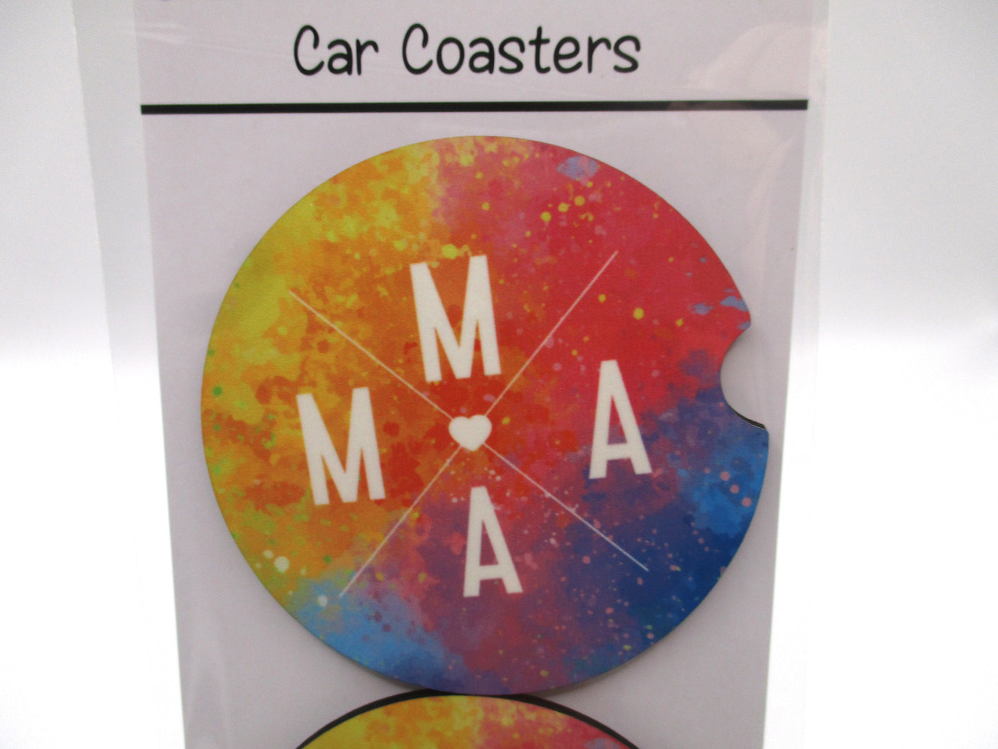2 MDF Car Coasters - Colorful "Mama"