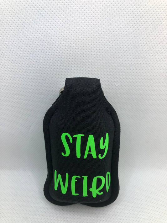 Black Glow In The Dark Alien with "Stay Weird" Hand Sanitizer Keychain/Lotion Keychain/Sunscreen