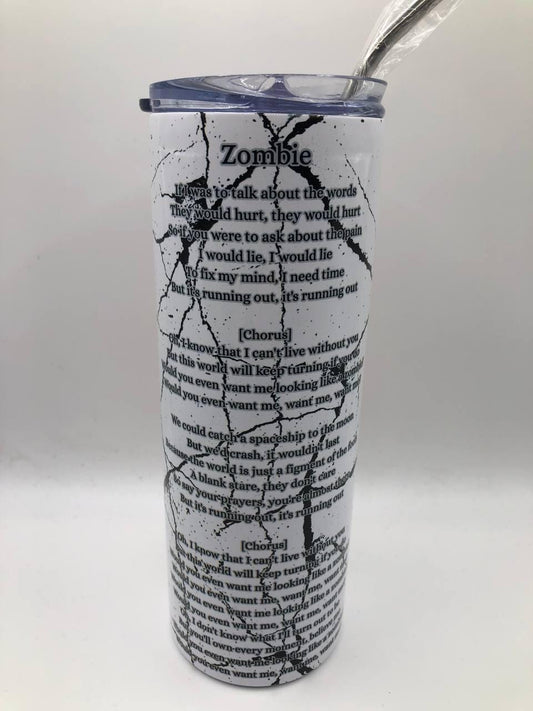 Custom Rock Band Album Cover or Song Scene Lyric Tumbler • Meaningful Song Quote Tumbler