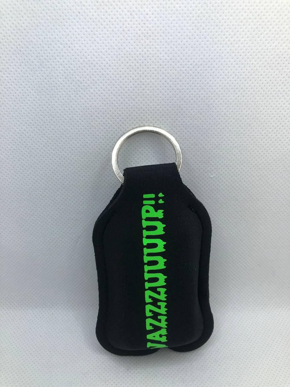 Black Glow In The Dark Scary Movie Ghostface with "Wazzzuuuup" Hand Sanitizer Keychain/Lotion Keychain/Sunscreen