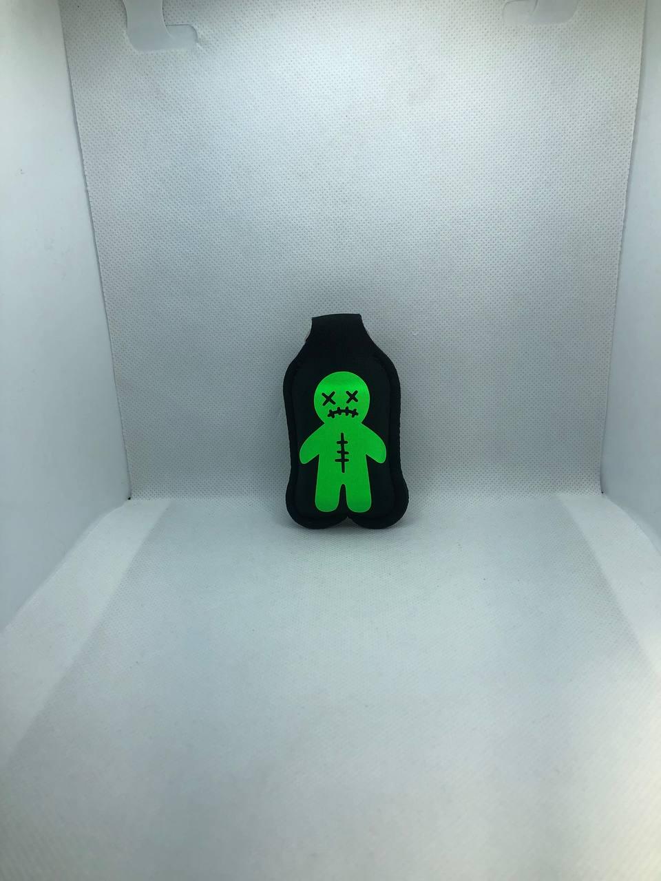 Black Glow In The Dark bow with a skeleton and Voodoo Doll Hand Sanitizer Keychain/Lotion Keychain/Sunscreen Keychain