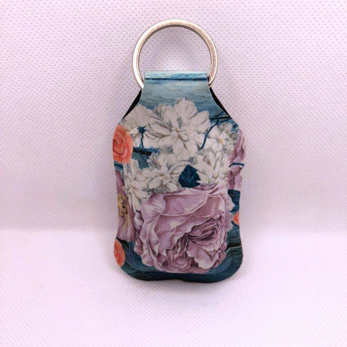 Purple and White Floral Hand Sanitizer Keychain/Lotion Keychain/Sunscreen Keychain