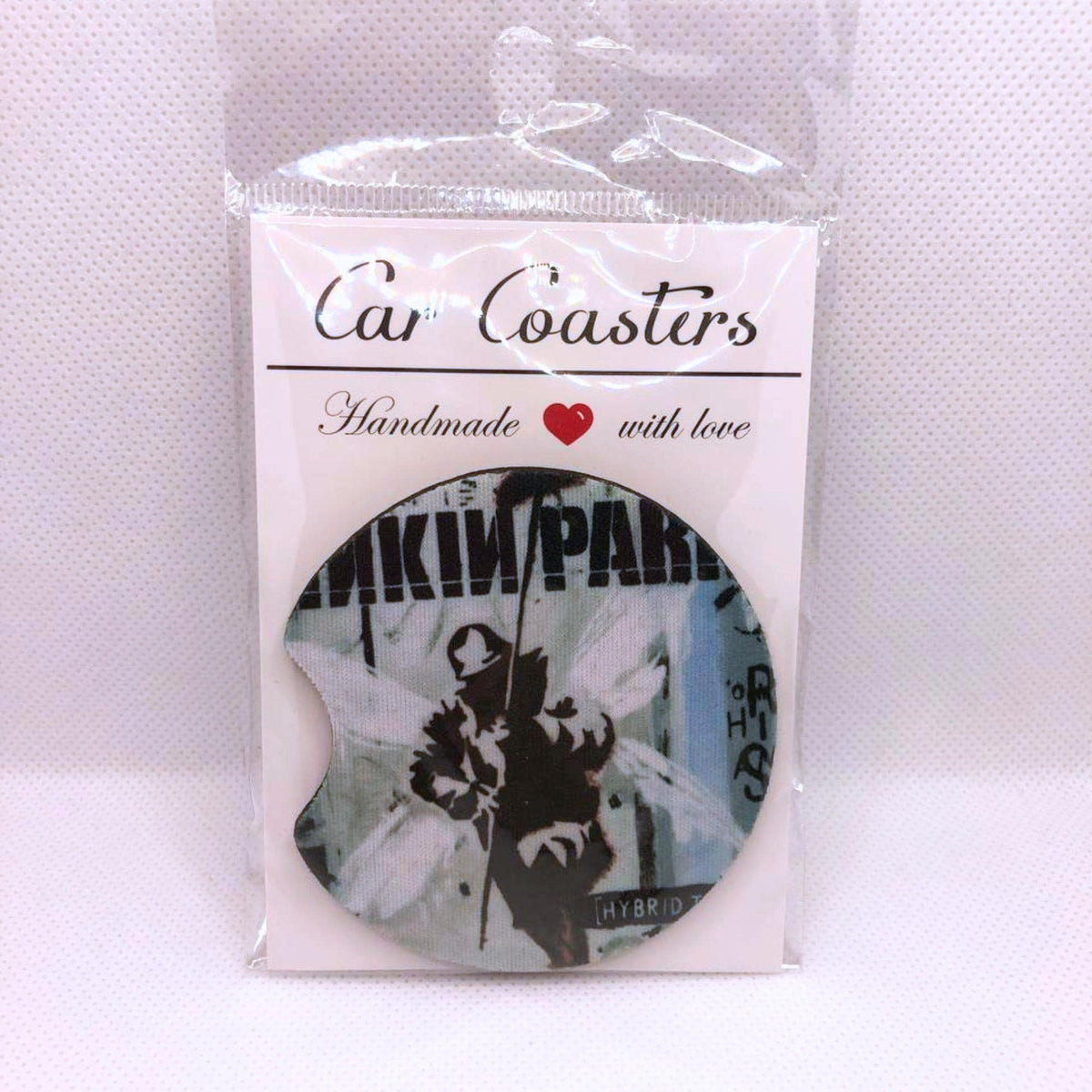 Custom Rock Band Car Coasters • “Hybrid Theory” Album Art Fabric & Neoprene Set • Handmade Gift for Music Fans • Rock Auto Accessory