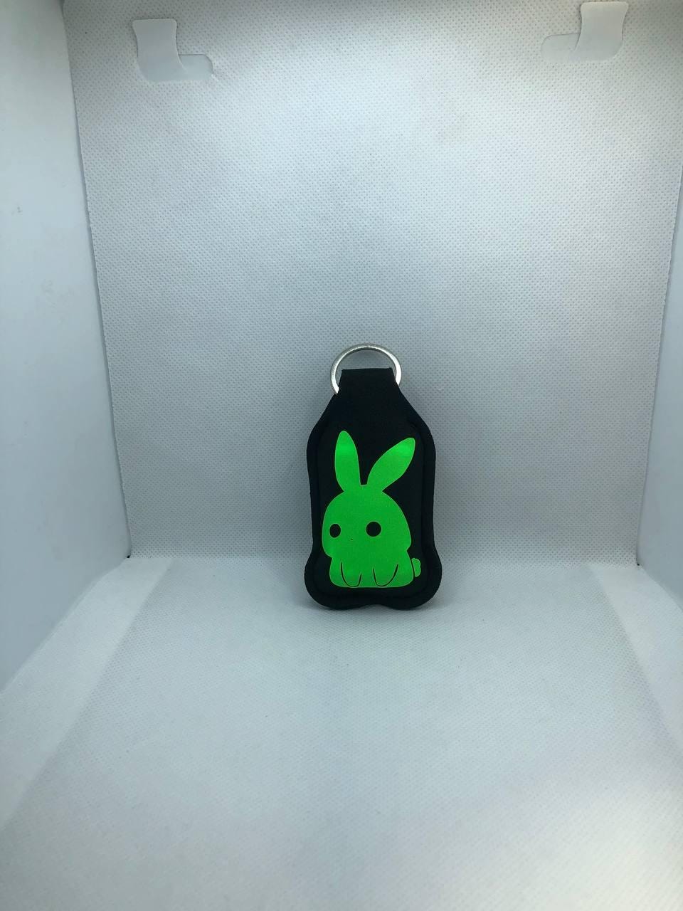 Black Glow In The Dark Bunny with "Cute but Dead Inside" Hand Sanitizer Keychain/Lotion Keychain/Sunscreen