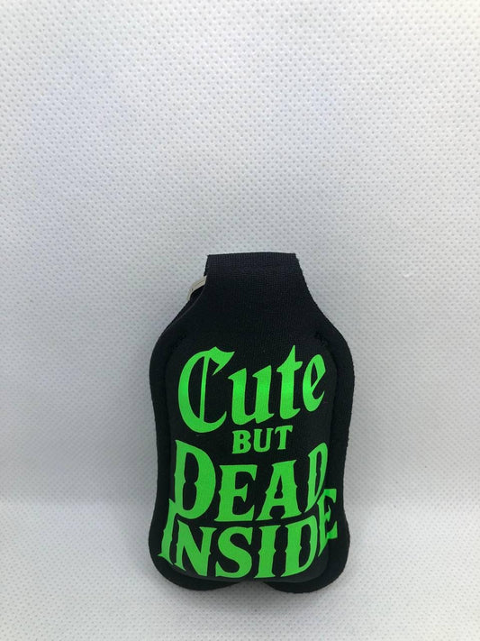 Black Glow In The Dark Melting Skull with "Cute but dead inside" Hand Sanitizer Keychain/Lotion Keychain/Sunscreen Keychain