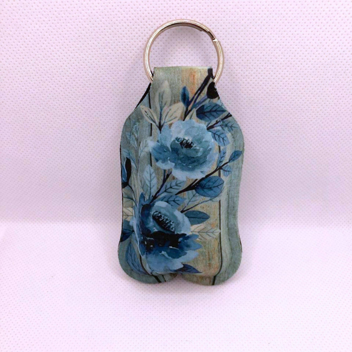 Blue Floral Hand Sanitizer Keychain/Lotion Keychain/Sunscreen Keychain