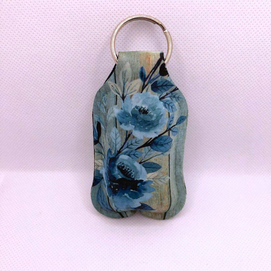 Blue Floral Hand Sanitizer Keychain/Lotion Keychain/Sunscreen Keychain