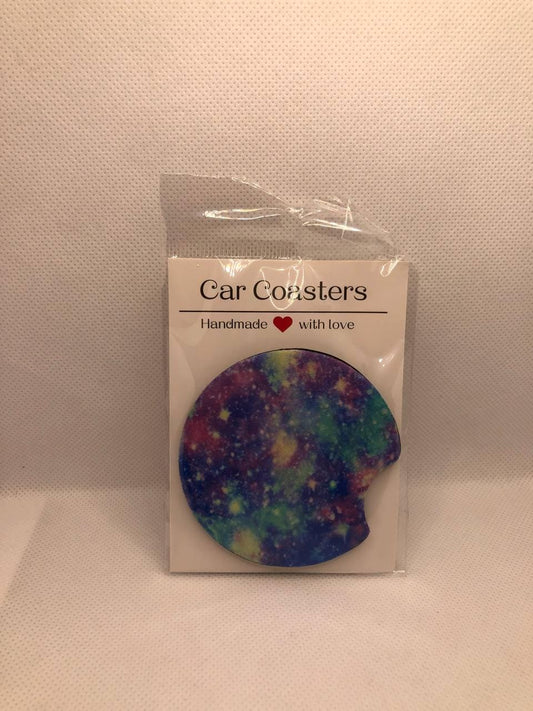 Galaxy Car Coasters • Fabric Neoprene Cosmic Auto Accessory