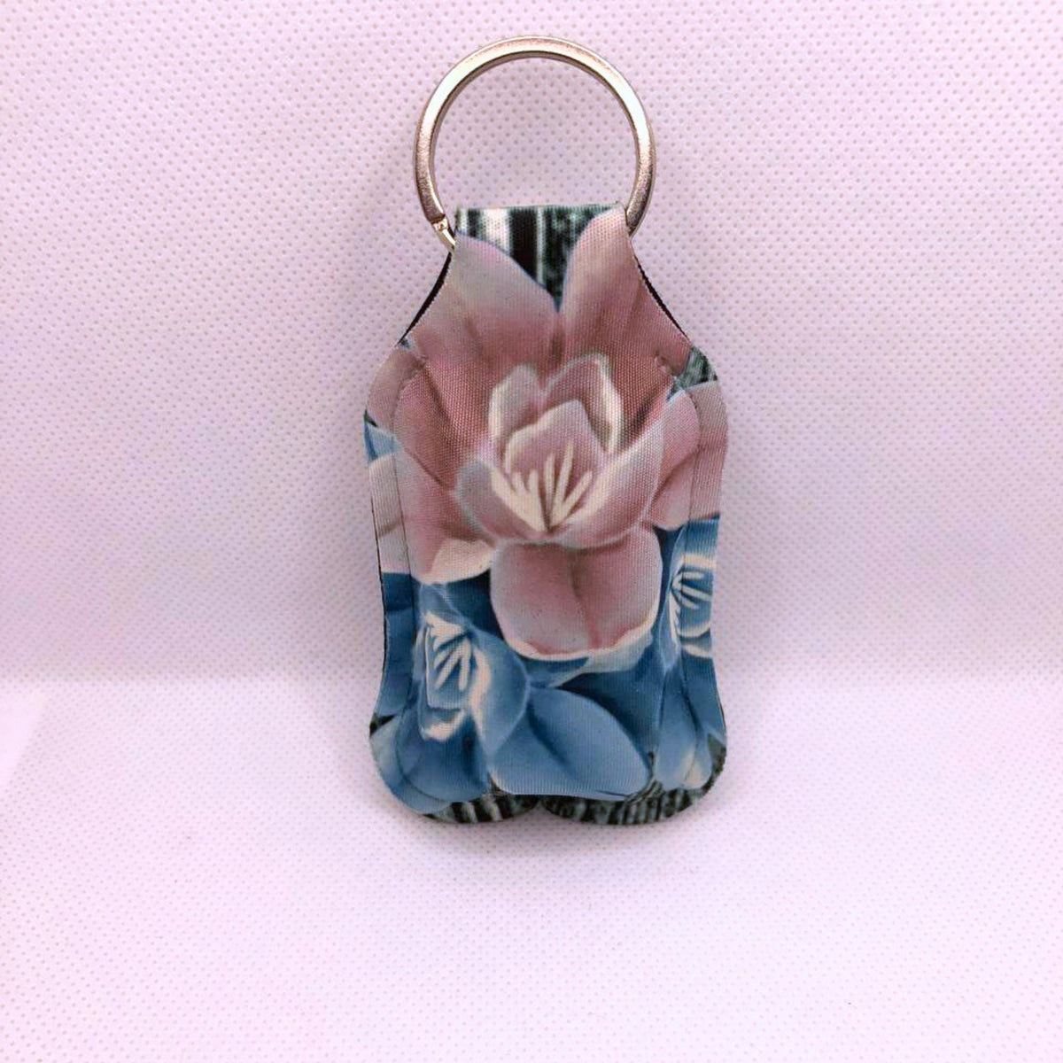 Pink and Blue Floral Hand Sanitizer Keychain/Lotion Keychain/Sunscreen Keychain