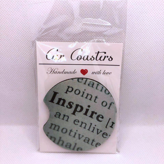Inspire Car Coasters • Fabric Neoprene Set • Motivational Dictionary Design