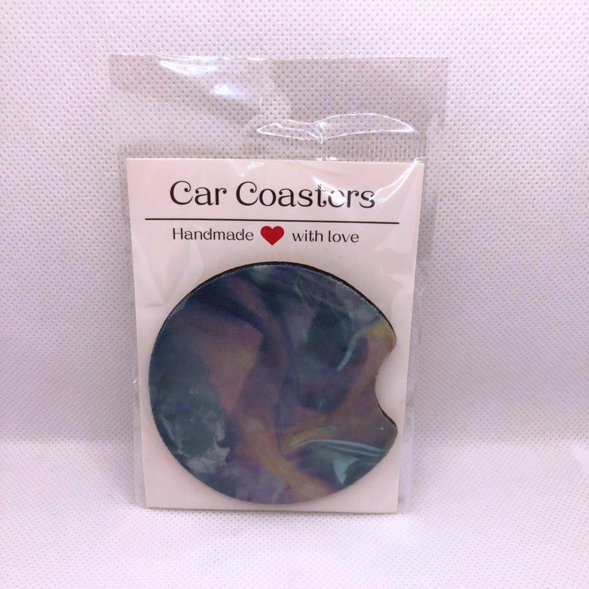 Abstract Marbled Car Coasters • Abstract Fabric & Neoprene Set • Handmade Gift for Her • Artistic Auto Accessory • Cup Holder Decor