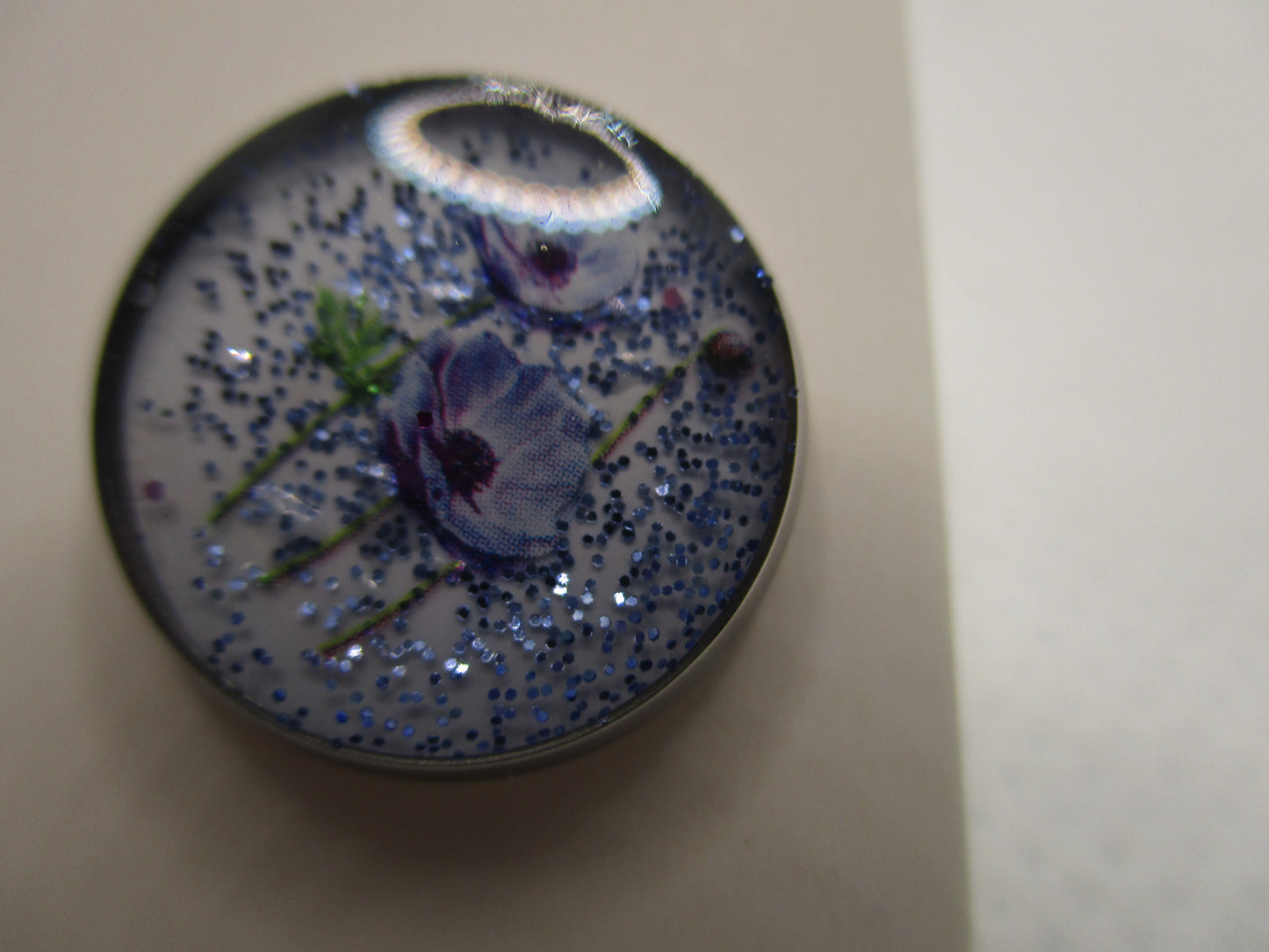 14MM Hypoallergenic Stainless-Steel Small Blue Flower With Some Glitter Stud Earrings (Not a real dried flower)