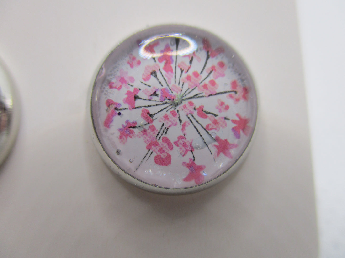12MM Hypoallergenic Stainless-Steel Small Pink Flower Stud Earrings (Not a real dried flower)