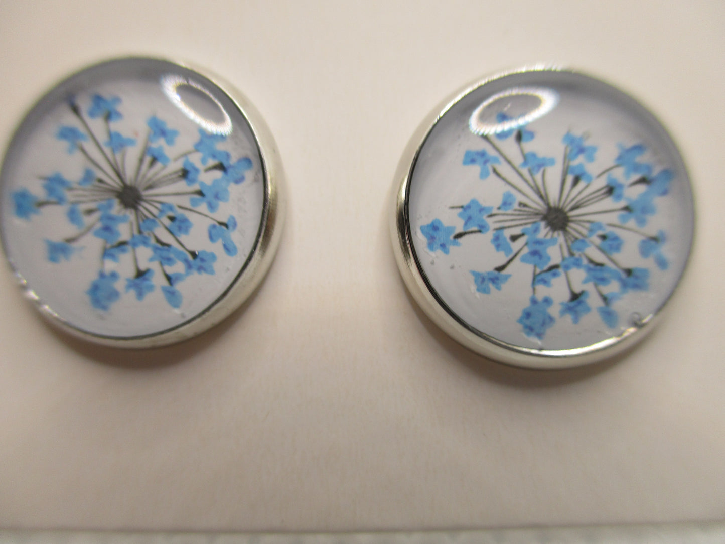 12MM Hypoallergenic Stainless-Steel Small Blue Flower Stud Earrings (Not a real dried flower)